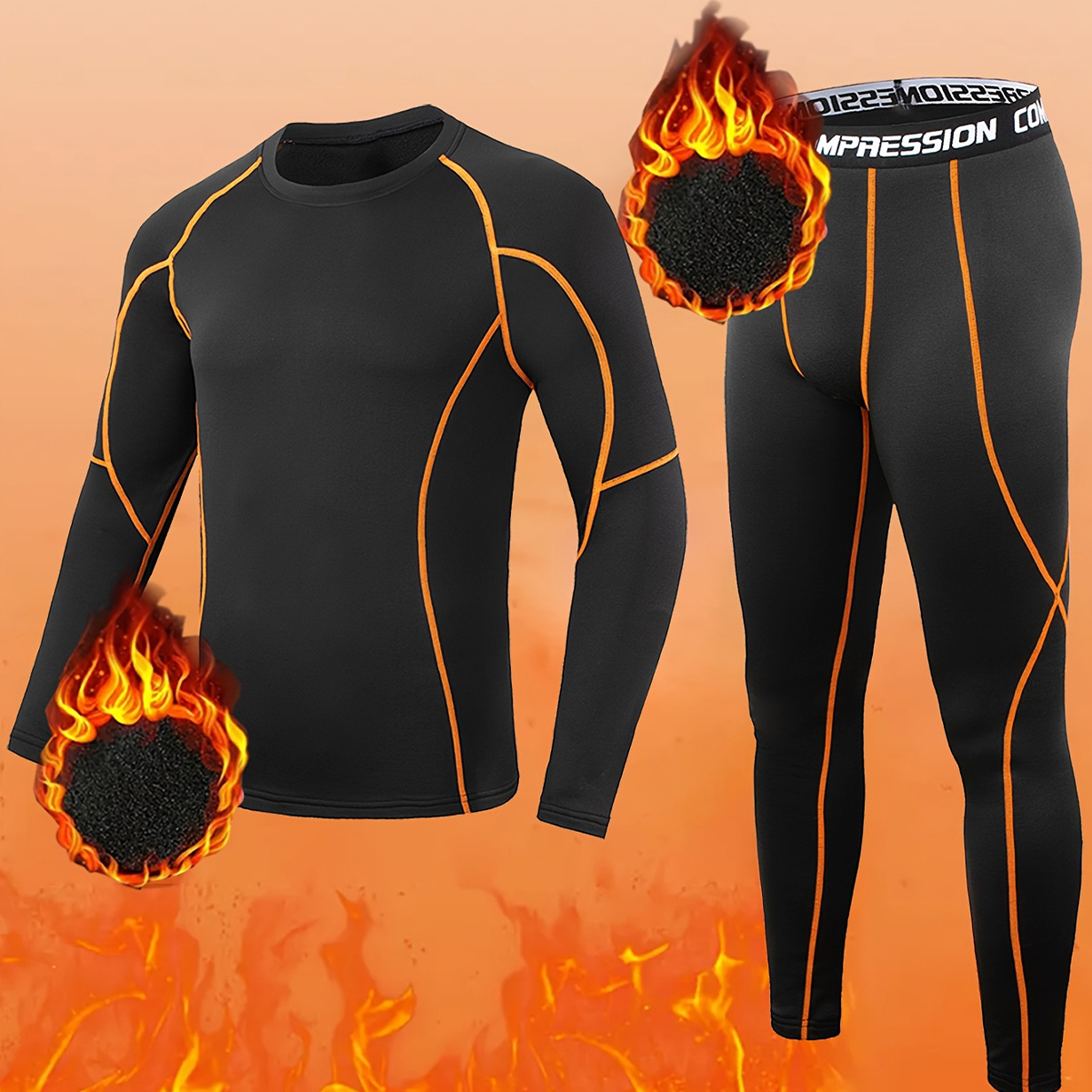 Compression Long Pant - Kışlık Erkek Polar Atletik 2 Parça