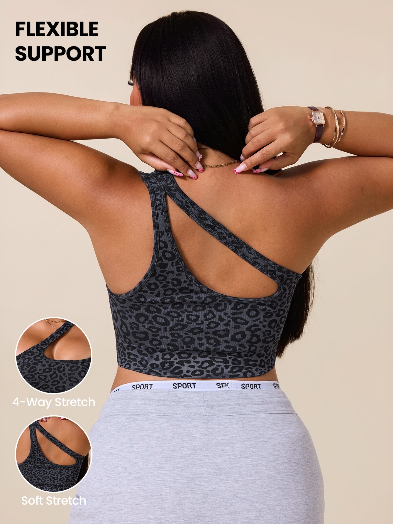 Tank Top Ribbed - Kadın Büyük Beden Asimetrik Spor Sütyeni