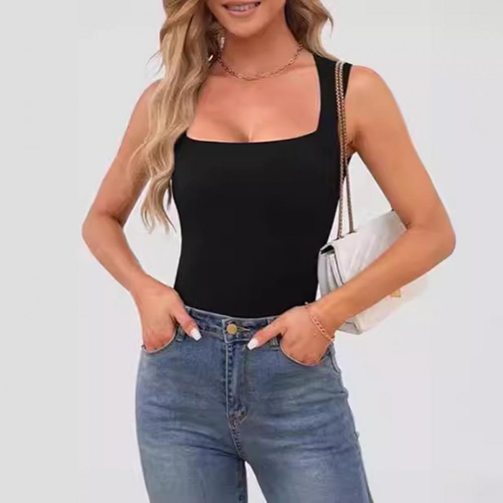 Tank Top Ribbed - Kadın Külot Yazlık Yelek Kare Yaka